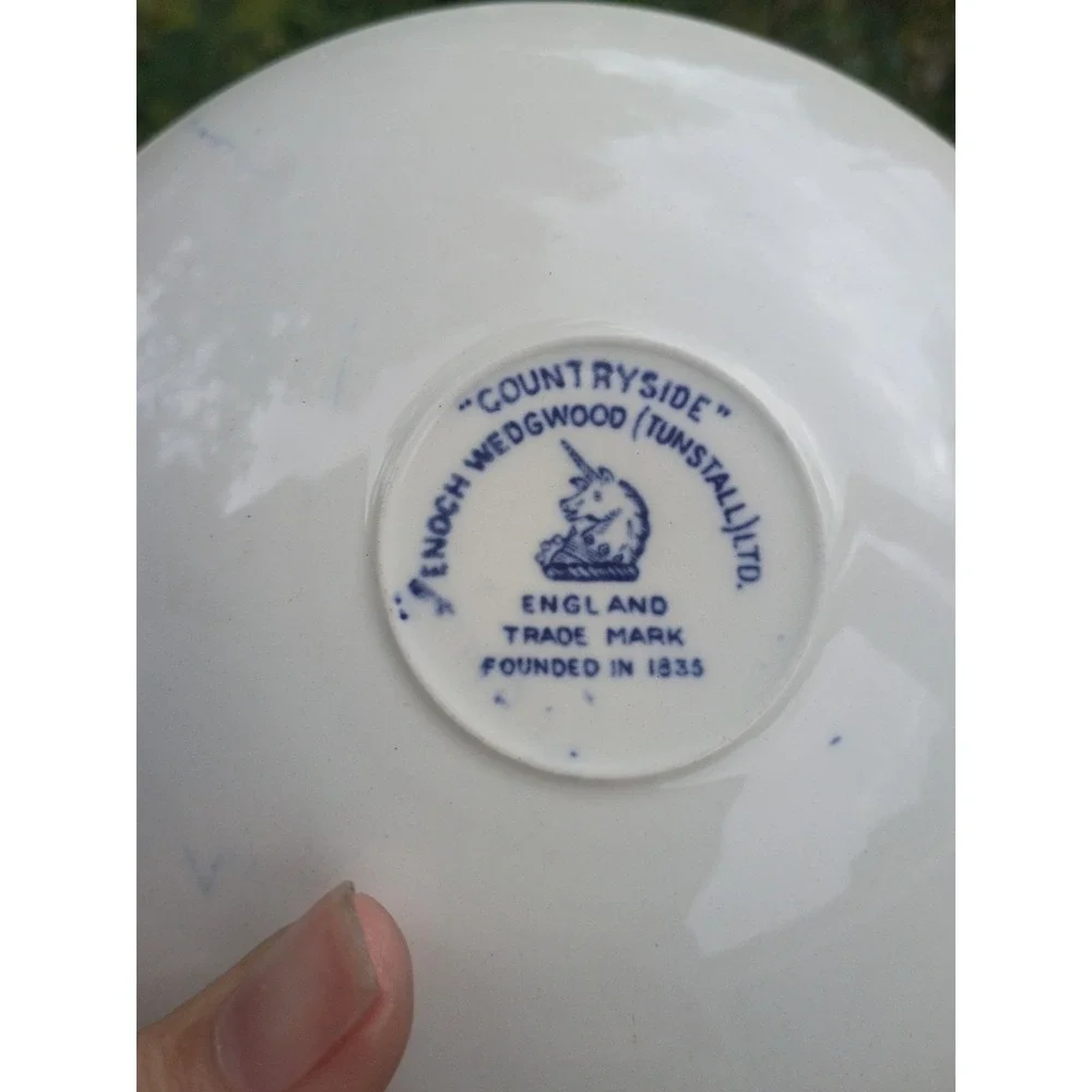Vintage Blue & White Enoch Wedgwood Tunstall Countryside Saucer (1) England